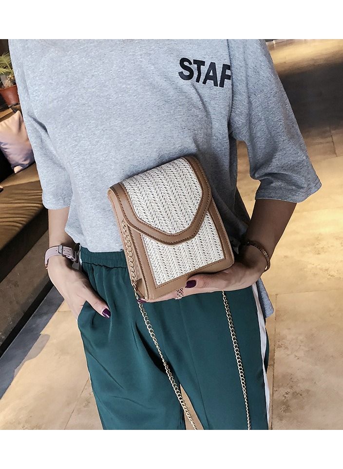 Square Straw Bags Rattan Bag lady Handmade Woven Beach Cross Body Bag - Image 3
