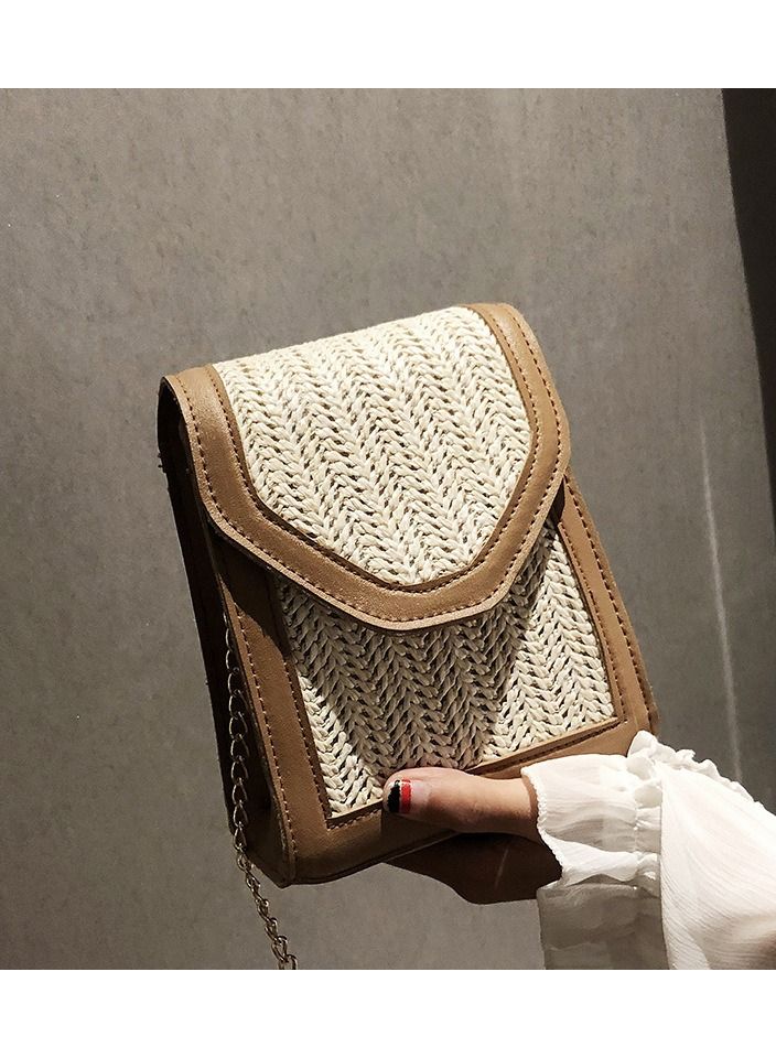 Square Straw Bags Rattan Bag lady Handmade Woven Beach Cross Body Bag - Image 2