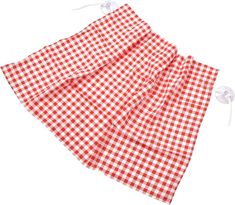 Anti Car Curtain Grid Design Sun Shade with Suction Cup, 2Pcs 28.3x19.3in, Detachable Cloth for Car Interior Sun Protection, WeddingChristmas Gift for FriendsRelatives (Red Grid) - Image 3