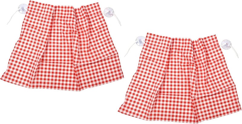 Anti Car Curtain Grid Design Sun Shade with Suction Cup, 2Pcs 28.3x19.3in, Detachable Cloth for Car Interior Sun Protection, WeddingChristmas Gift for FriendsRelatives (Red Grid) - Image 5