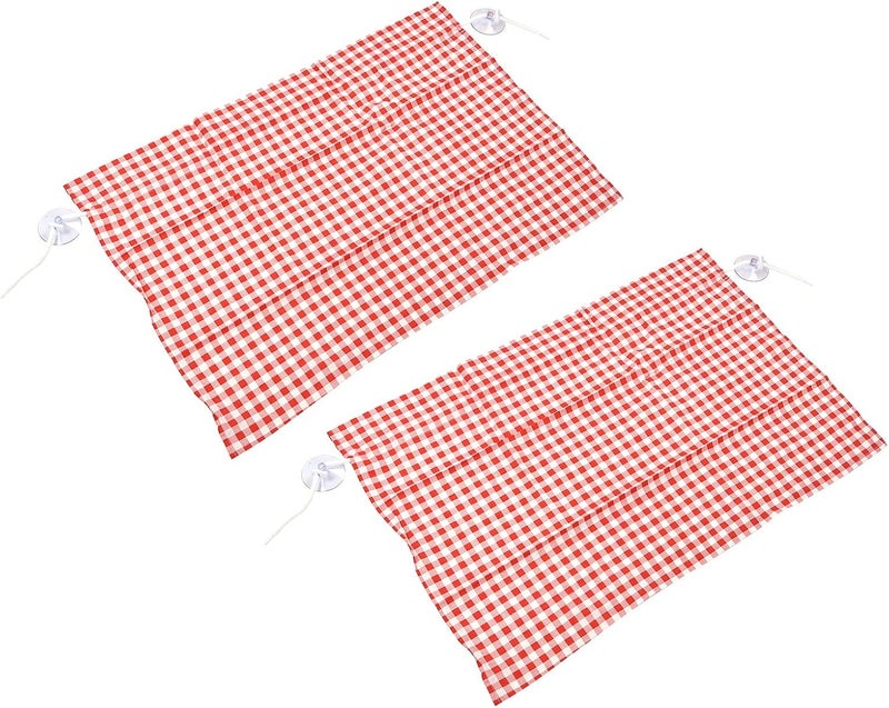 Anti Car Curtain Grid Design Sun Shade with Suction Cup, 2Pcs 28.3x19.3in, Detachable Cloth for Car Interior Sun Protection, WeddingChristmas Gift for FriendsRelatives (Red Grid) - Image 1