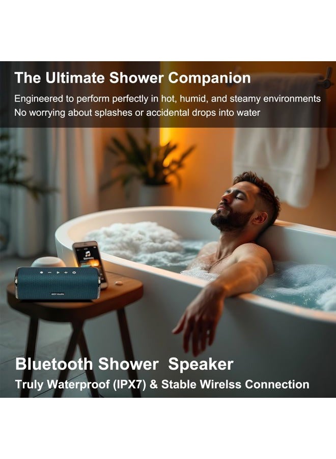 NSY Audio Bluetooth Speaker, IPX7 Waterproof, Tap-to-Play Drums, 25H Playtime, Super Bass, LED Lights,TWS Pairing – Portable Wireless Speaker for Kids, Outdoor, Travel, Party, Gift (Blue) - Image 2