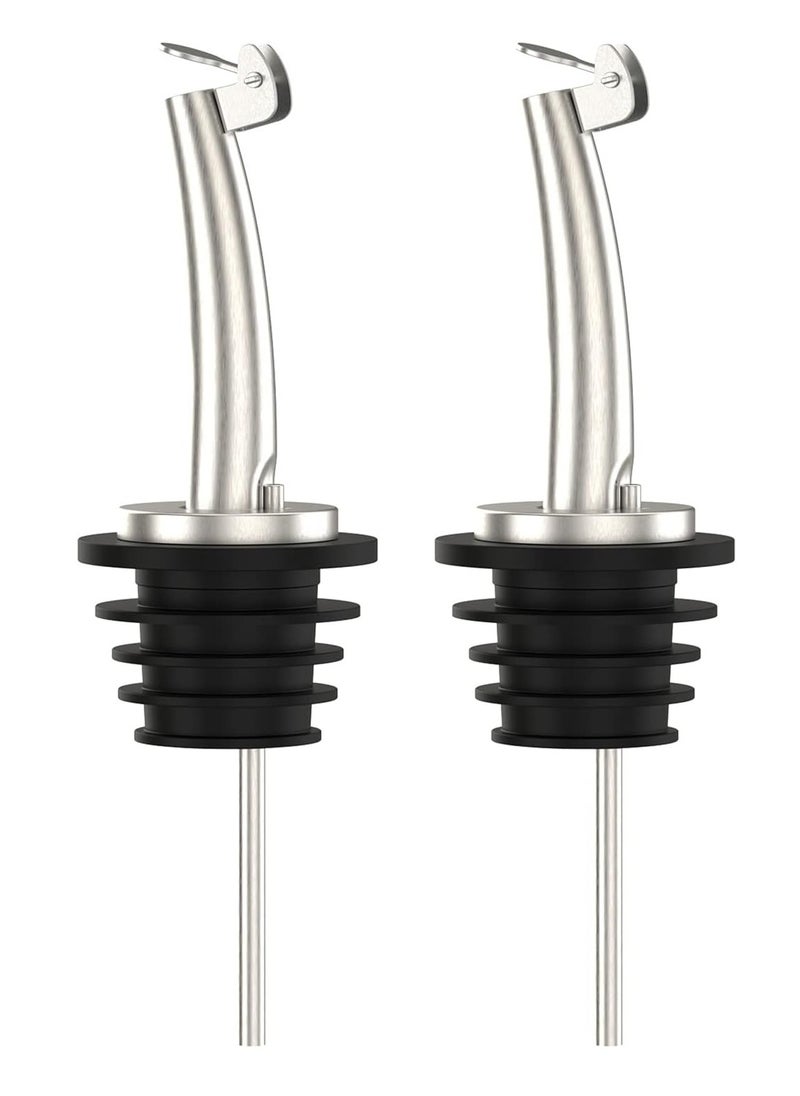 Bukela - 2 Pcs Oil Spout Liquor Bottle Pourer Spouts Stainless Steel Speed Pour Spouts Olive Oil Dispenser Spout for About 3/4" Bottle Mouth, with Flip Top - Image 1