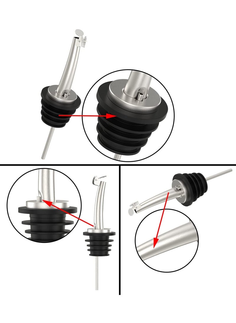 Bukela - 2 Pcs Oil Spout Liquor Bottle Pourer Spouts Stainless Steel Speed Pour Spouts Olive Oil Dispenser Spout for About 3/4" Bottle Mouth, with Flip Top - Image 1
