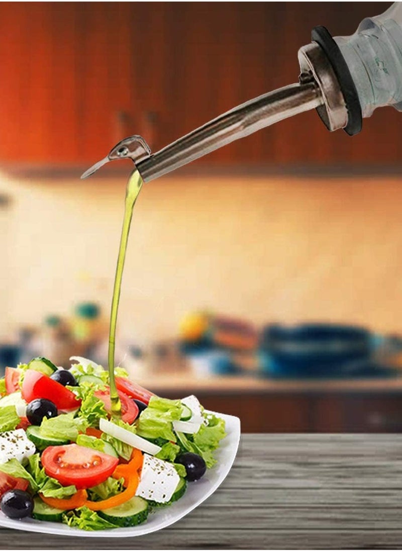Bukela - 2 Pcs Oil Spout Liquor Bottle Pourer Spouts Stainless Steel Speed Pour Spouts Olive Oil Dispenser Spout for About 3/4" Bottle Mouth, with Flip Top - Image 1