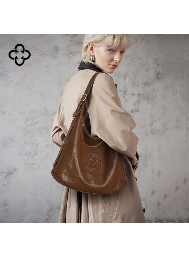 Cassile Women's Tote Bag Vegetable Tanned Cowhide Luxury Large Capacity Underarm Shoulder Bag Birthday Gift - Image 1