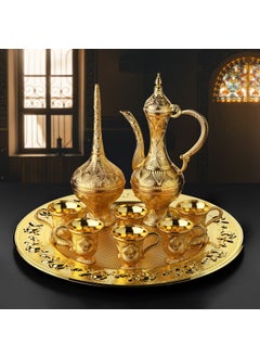 İhvan Gold Color Decorative Full Zamzam Set 9 Piece Rose Pot Jug and Cup Serving Set  - Image 1