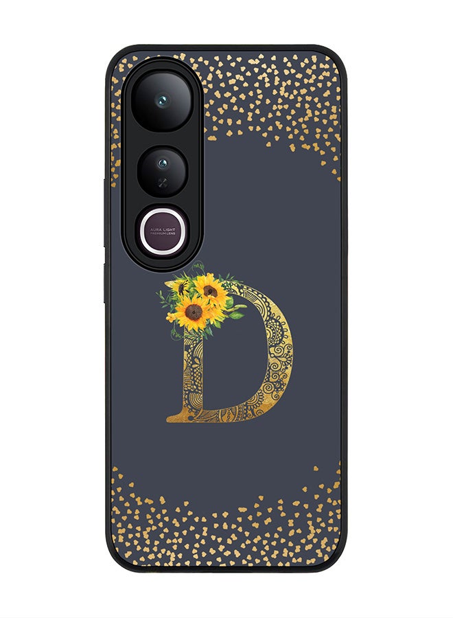 Stylizedd For vivo V50 Lite Case,Slim fit Camera Protection, Shockproof Thin Phone cover  - Custom Floral Monogram - D  (Grey )