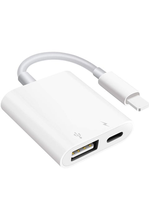 USB Camera Adapter with Charging Port, Portable USB Female OTG Adapter Compatible with iPhone iPad, iPad to USB Adapter Plug and Play Support Card Reader