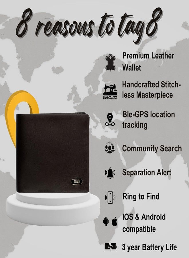 tag8 Dolphin Smart Wallet for Men and Women | Bluetooth Tracker, GPS Location, RFID Blocking | Elegant Handcrafted Leather Design, Premium stichless Bifold Wallet, Anti-Lost Slim Wallet | Rich Brown - Image 4