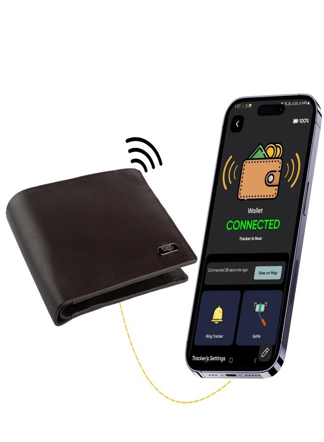 tag8 Dolphin Smart Wallet for Men and Women | Bluetooth Tracker, GPS Location, RFID Blocking | Elegant Handcrafted Leather Design, Premium stichless Bifold Wallet, Anti-Lost Slim Wallet | Rich Brown - Image 1