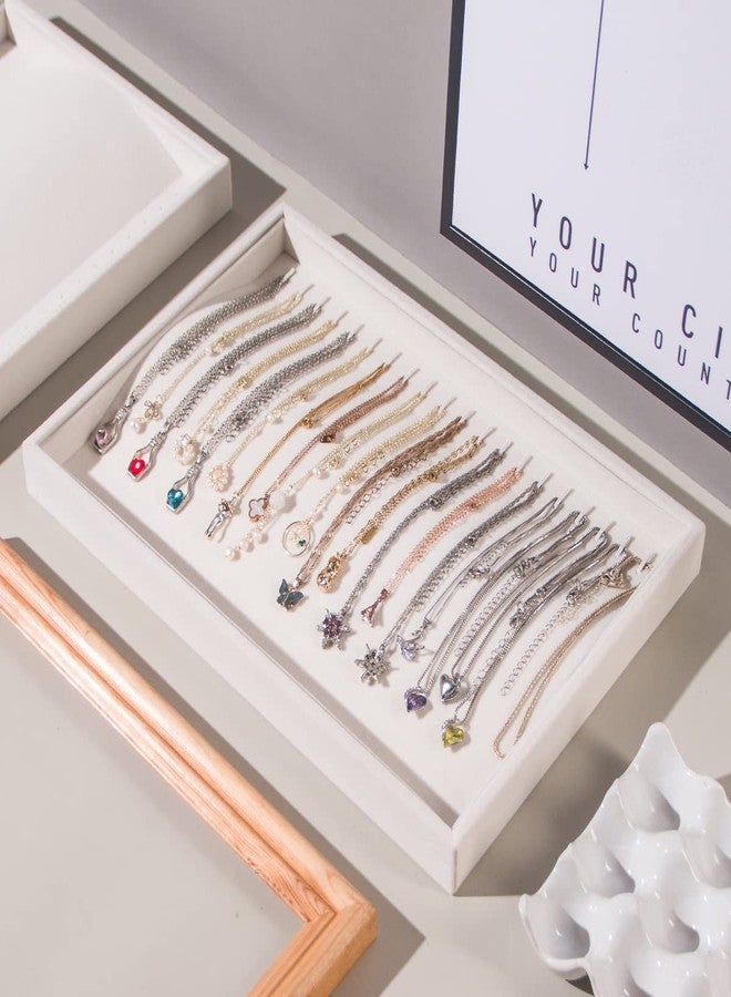Pengup 2 Pcs Stackable Jewelry Organizer Trays,20 Hooks Necklace Chains Display Storage Trays Holder (Beige) - Image 3