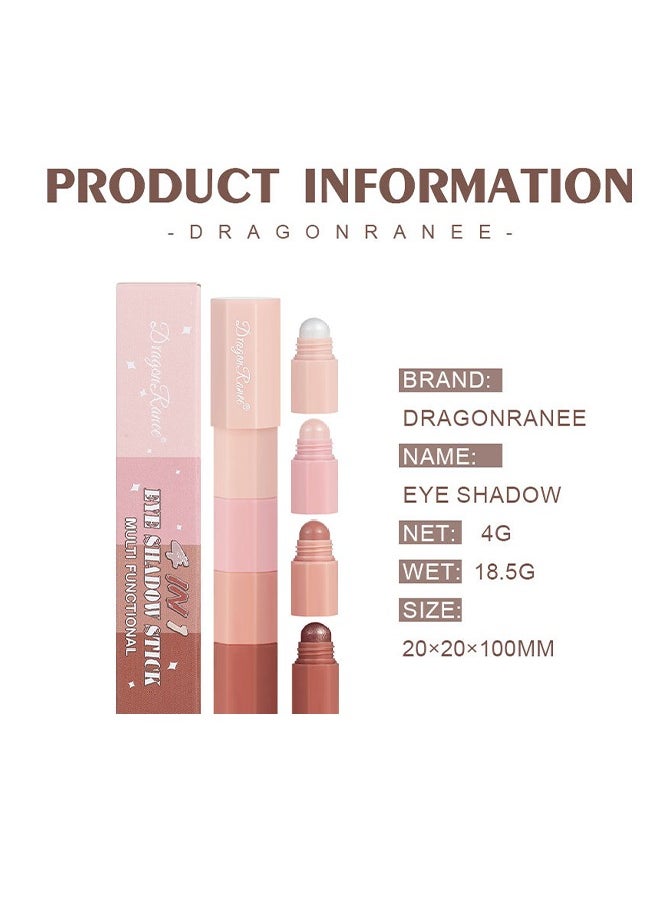 Dragon Ranee - Eye Shadow Stick-Multi Functional 4 Colors Shadow Stick and Highlighter Makeup 4 in 1 Long Lasting Eyeshadow Pencil (#A) - Image 1