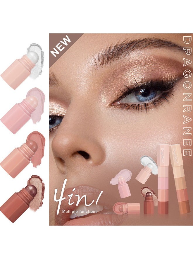 Dragon Ranee - Eye Shadow Stick-Multi Functional 4 Colors Shadow Stick and Highlighter Makeup 4 in 1 Long Lasting Eyeshadow Pencil (#A) - Image 1