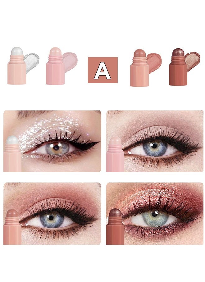 Dragon Ranee - Eye Shadow Stick-Multi Functional 4 Colors Shadow Stick and Highlighter Makeup 4 in 1 Long Lasting Eyeshadow Pencil (#A) - Image 1