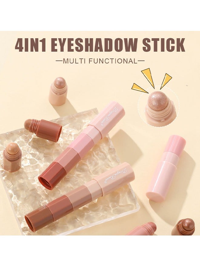 Dragon Ranee - Eye Shadow Stick-Multi Functional 4 Colors Shadow Stick and Highlighter Makeup 4 in 1 Long Lasting Eyeshadow Pencil (#A) - Image 1