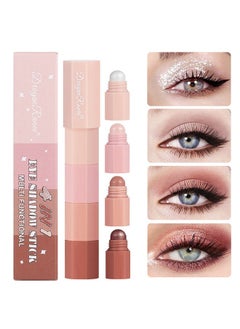 Eye Shadow Stick-Multi Functional 4 Colors Shadow Stick and Highlighter Makeup 4 in 1 Long Lasting Eyeshadow Pencil (#A)