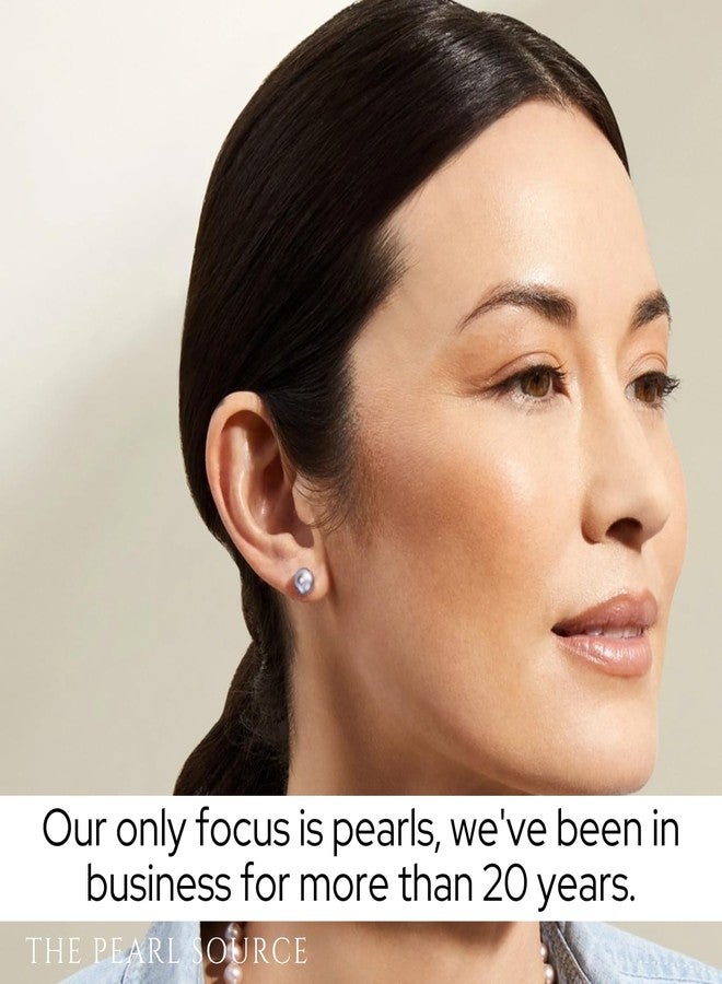 ذا بيرل سورس أقراط زر مرصعة من اللؤلؤ الوردي الطبيعي المستزرع من المياه العذبة من ذا بيرل سورس، مقاس 10.0-10.5 ملم، للنساء - Image 5