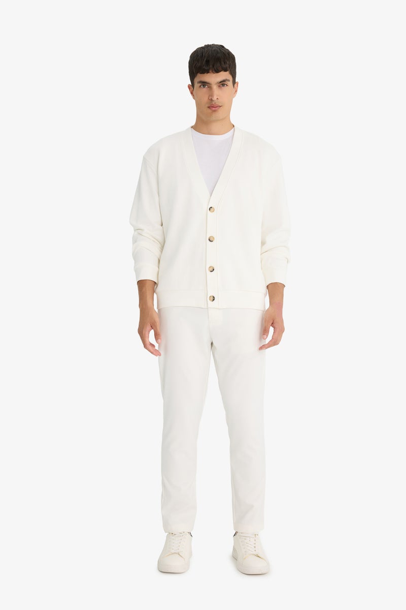 DeFacto Beige Man Buttoned V-Neck Cardigan Casual - Image 2