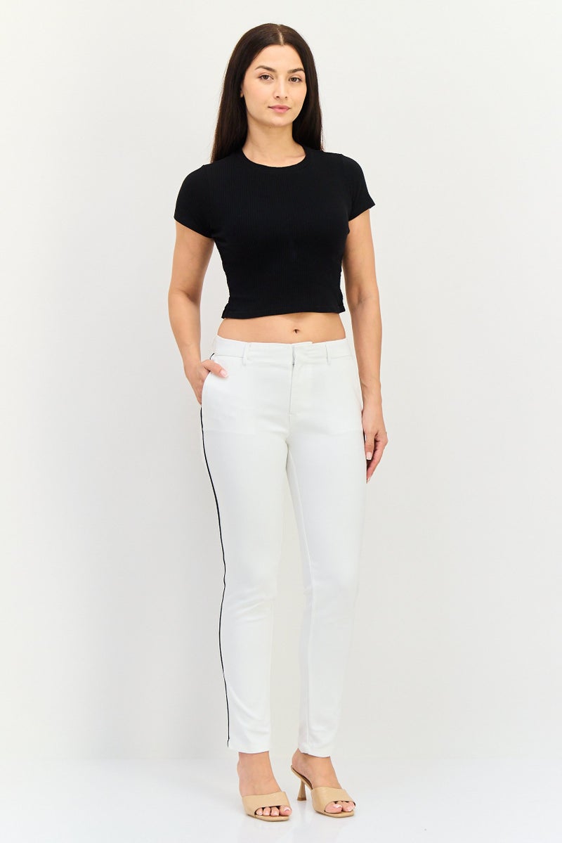 Reiko Women Cigarette Fit Solid Straight Leg Pants, White - Image 4
