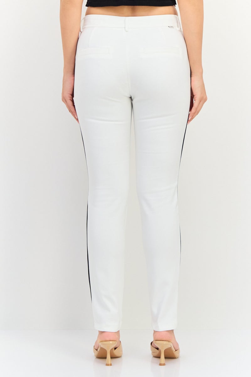 Reiko Women Cigarette Fit Solid Straight Leg Pants, White - Image 3