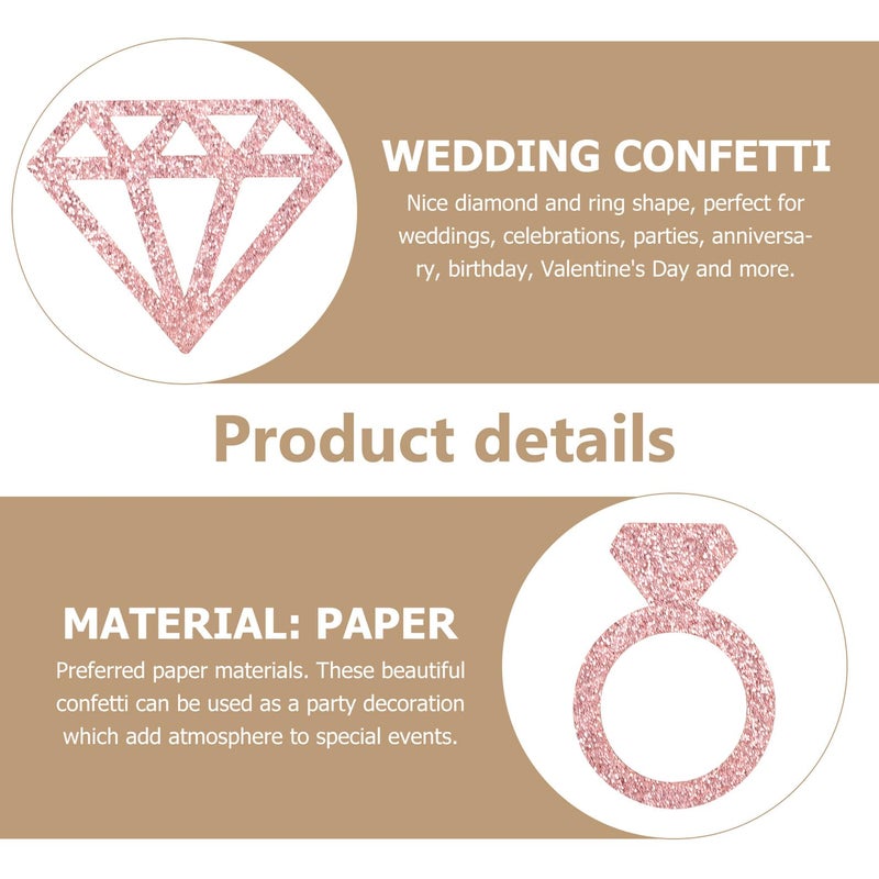 Gold Rose Gold Diamond Ring Confetti Glitter Paper Decoration for Wedding Party Birthday Engagement Valentine Day Table Decor - Image 5
