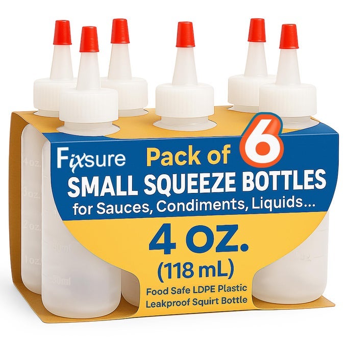 PLASTIC SQUEEZE BOTTLES WITH RED TIP CAP 4 OZ SQUIRT BOTTLE FOR KETCHUP BBQ SAUCES SYRUP CONDIMENTS OIL PANCAKE COOKIE DECORATING DRESSINGS TRAVEL CAMPING LAB ARTS AND CRAFTS 1