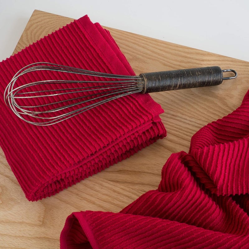 Now Designs Ripple Kitchen Towel Set of 2 in Red - 100% Turkish Cotton - Image 3