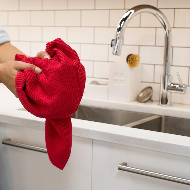 Now Designs Ripple Kitchen Towel Set of 2 in Red - 100% Turkish Cotton - Image 4