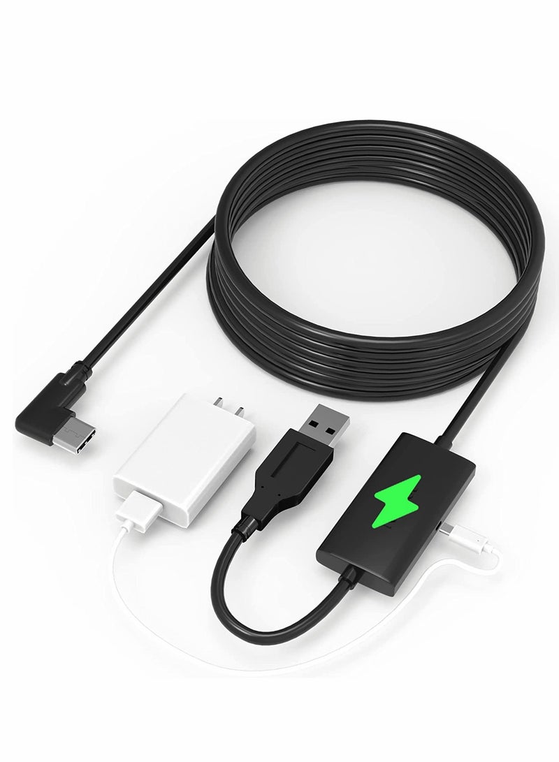 KASTWAVE Design 5m 16ft Link Cable for Oculus Meta Quest 2 with a Separate Charging Port for Ultra Durable Power USB 3.0 Type A to C Charger Cable for VR Headset Accessories and Gaming PC - Image 1