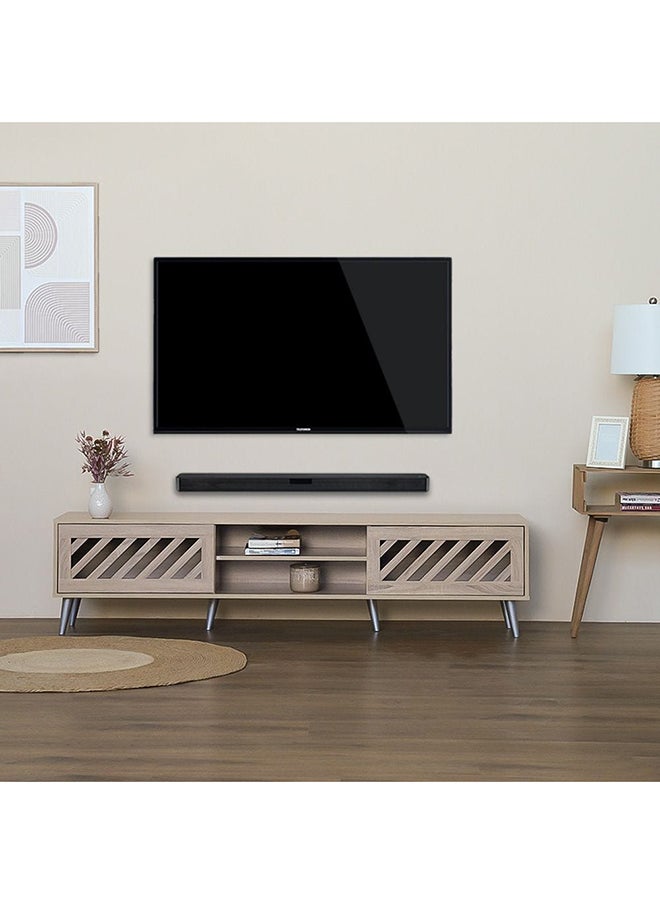 DANUBE HOME خزانة تلفزيون جاكس حتى 75 بوصة، وحدة تلفزيون حائطية ترفيهية، حامل تلفزيون خشبي، طاولة وحدة تحكم وسائط لغرفة المعيشة، مقاس L 180x40x44.5 سم، خشب بلوط سونوما  - Image 1