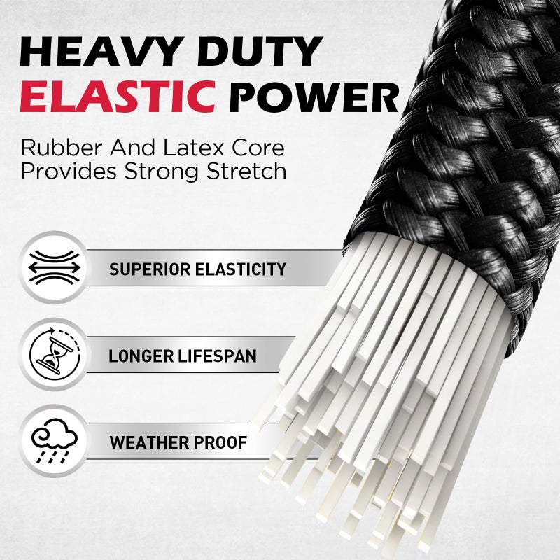 SEDY 5-Piece 24 Inch Bungee Cords with Carabiner Hooks, Heavy Duty Rubber Elastic Tie Down Straps, Bungee Cord with Carabiner Clips for Cargo, Truck Bed, Camping, Motorcycle and Outdoor Use (Black) - Image 4