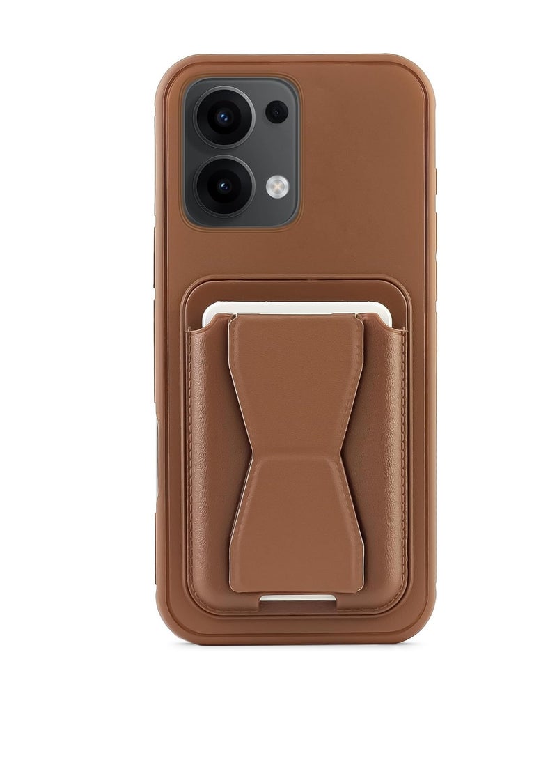 Leather Wallet Case Compatible with Oppo Reno 13 5G, Leather Back Cover With TPU Frame, Shockproof Protective Phone Case with Card Holder Stand