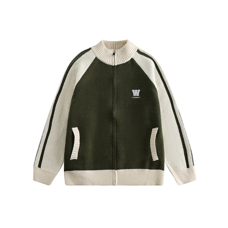 1 x 5 pcs 2023 Unisex Japanese Style Cardigan Knit Sweater Green [high quality]] 