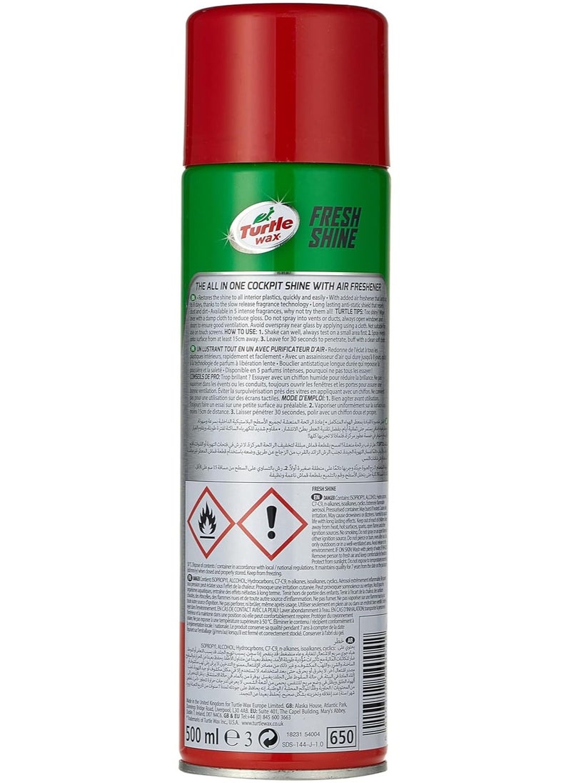 TurtleWax Fresh Shine Interior Plastic & Dashboard Cleaner with Air Freshener Strawberry Scent 500ml  - Image 2