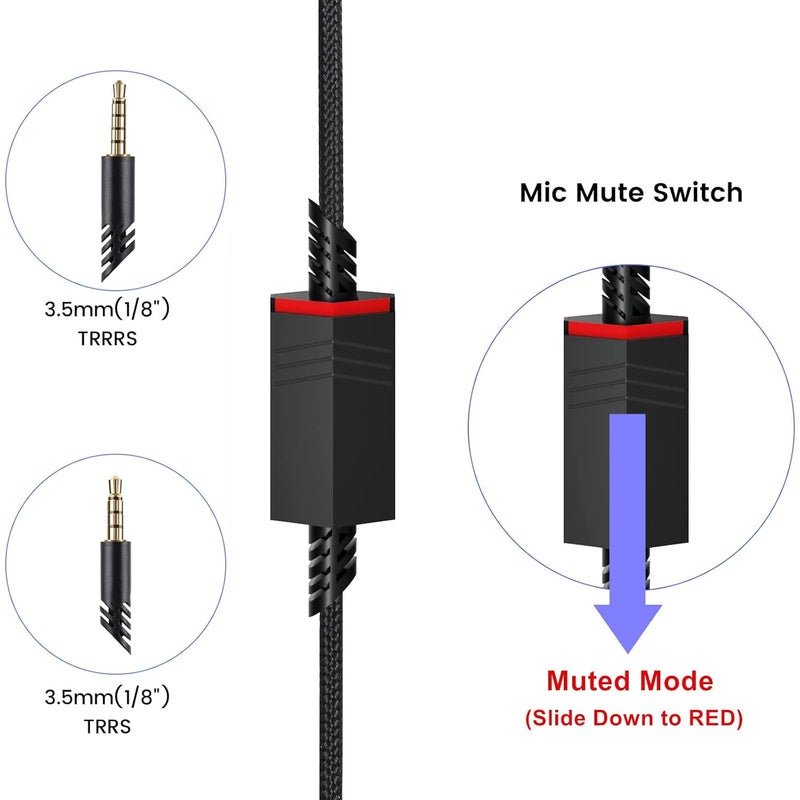 weishan Global upgraded economical craftsmanship A40 Cord Replacement for Astro A10 A40 TR Gaming Headsets, 3.5mm(1/8") Braided Detachable Audio Cable with Inline Mic Mute Switch, 6ft Long Modern versatile shape - Image 4
