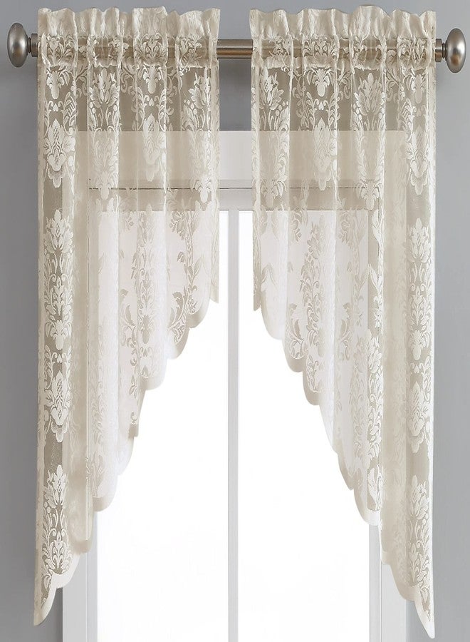 LinenZone Lace Kitchen Swags. Lace Window Treatment for Kitchen or Small Window. Swags Can Be Combined with Matching Tiers or Valance for a Charming Farmhouse Look. (Fiona 30 x 38 Linen) - Image 4