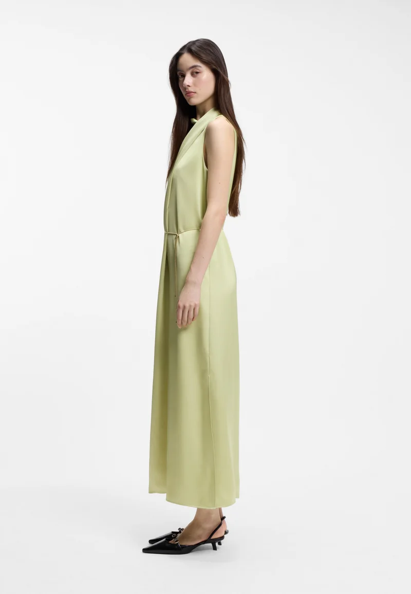 HUGO Satin maxi dress with removable chain belt