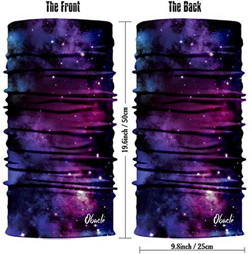 Obacle Seamless Bandana for Rave Face Mask Dust Wind Sun Protection Galaxy Tube Mask Headwear Bandana for Women Men Festival Party Motorcycle Riding Fishing Outdoor (Starry Sky Deep Purple) - Image 3