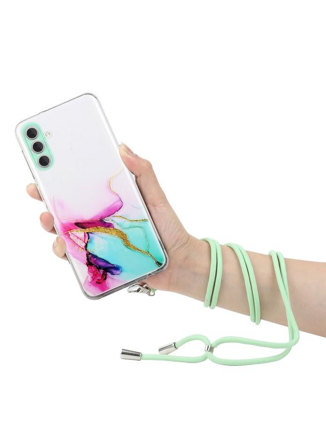 اس-توب جراب لهاتف Samsung Galaxy A54 5G مصنوع من مادة TPU بنمط رخامي مجوف ومقاوم للصدمات مع حبل لحزام الرقبة - Image 3
