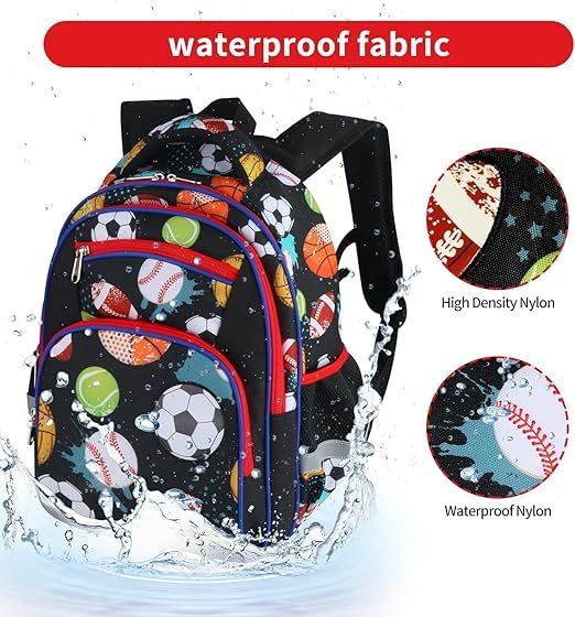 Frantic Polyester Waterproof 26 L School Backpack Daypack Picnic Bag For Boys & Girls(4Zipper_Black_Ball) - Image 5