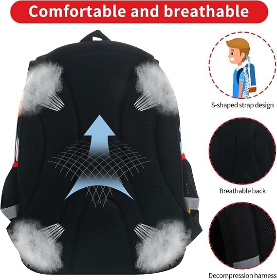 Frantic Polyester Waterproof 26 L School Backpack Daypack Picnic Bag For Boys & Girls(4Zipper_Black_Ball) - Image 2