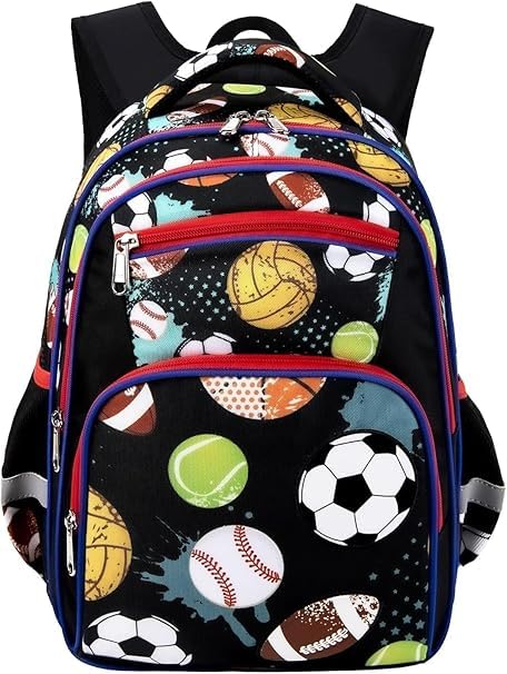Frantic Polyester Waterproof 26 L School Backpack Daypack Picnic Bag For Boys & Girls(4Zipper_Black_Ball) - Image 1