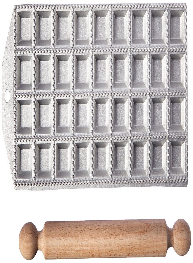 Eppicotispai 36 Holes Aluminum Square Ravioli Maker with Rolling Pin - Image 1