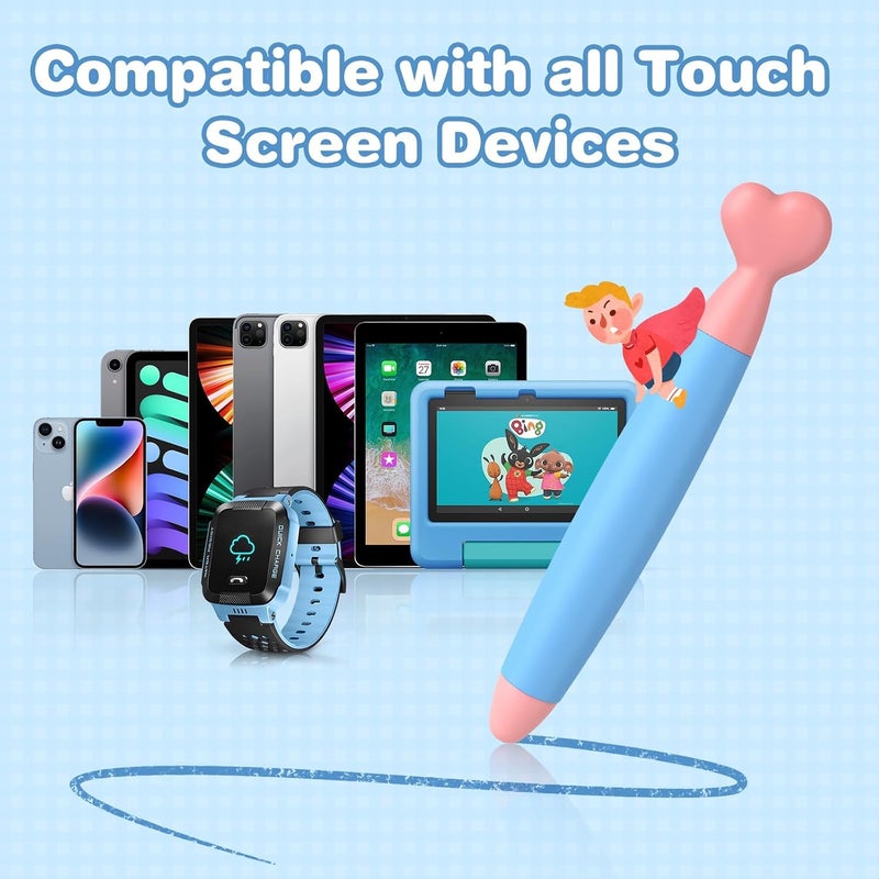 Excefore Kids Stylus Pens for Touch Screens, Tablet Stylus Pen 2 Pack, with Durable Rubber Tips, Universal Touch Screen Capacitive Stylus, Compatible with iPad, iPhone, Kindle Fire Kids, Tablets - Image 5