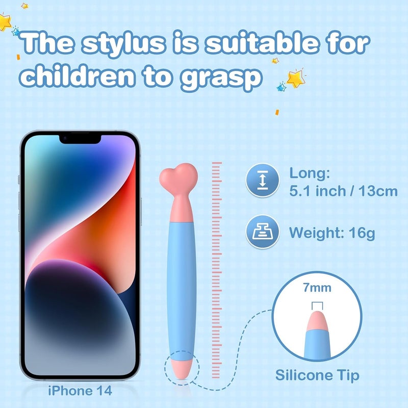 Excefore Kids Stylus Pens for Touch Screens, Tablet Stylus Pen 2 Pack, with Durable Rubber Tips, Universal Touch Screen Capacitive Stylus, Compatible with iPad, iPhone, Kindle Fire Kids, Tablets - Image 2