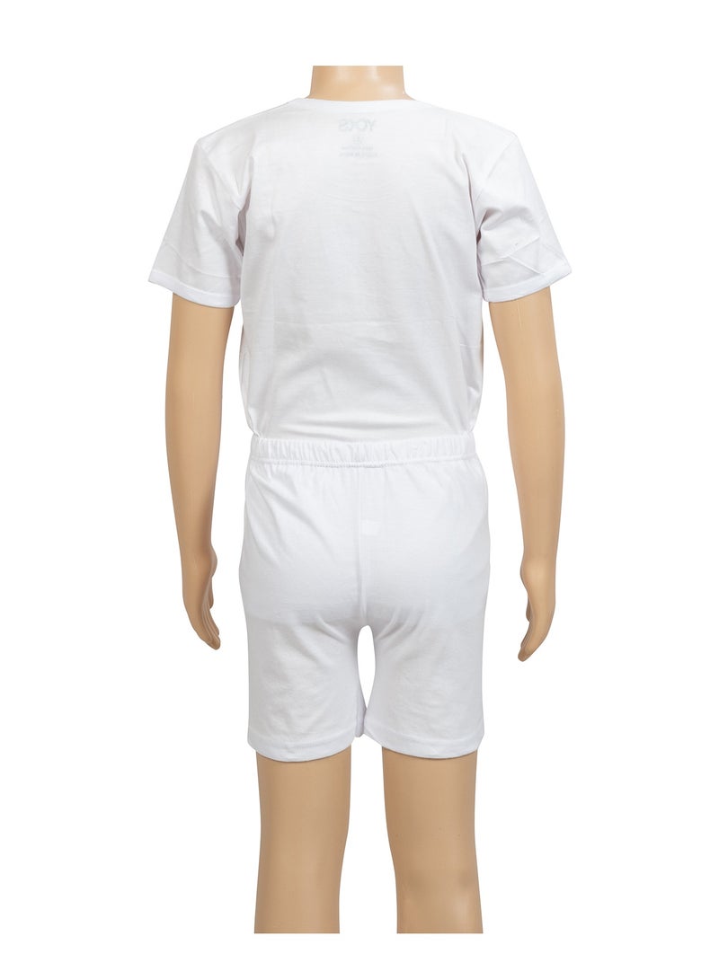 يوكس طقم صدرية بأكمام وشورت للأولاد، قطن ١٠٠٪، مقاس ٤  - Image 3