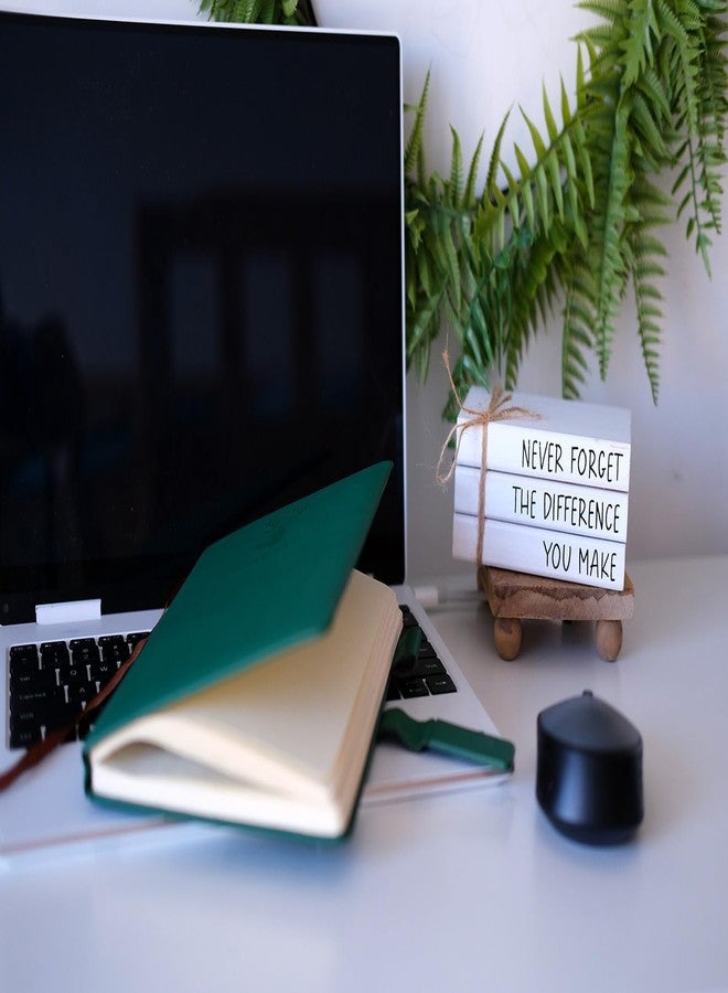 RUKEJUNE Farmhouse Wooden Office Desk Decor - Cute Decorative Books for Shelf Decoration - Inspirational Gifts for Women Men - Never Forget The Difference You Make Sign - Image 2