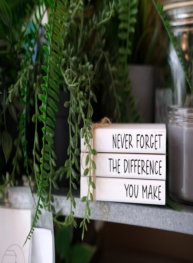 RUKEJUNE Farmhouse Wooden Office Desk Decor - Cute Decorative Books for Shelf Decoration - Inspirational Gifts for Women Men - Never Forget The Difference You Make Sign - Image 5