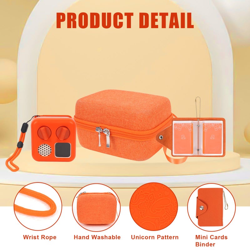 YouKnow Hard Case and Silicone Cover for Yoto Mini Player, Kids Audio Music Accessory with Card Case Holder for up to 10 Cards (Orange) - Image 4